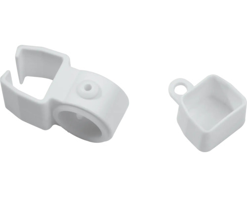 Kit de 2 supports pour rail de roulement en U blanc comprenant capuchons d'extrémité Deux supports en plastique