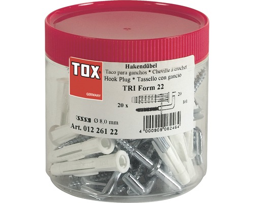 TOX Hakendübel TRI Form 22 dans un récipient transparent