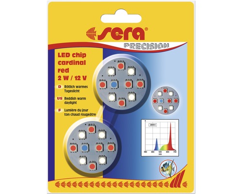 Éclairage d'aquarium sera LED chip cardinal red, 2 pièces Sera LED Chip Cardinal Rouge, 2 watts, 12 volts, emballage