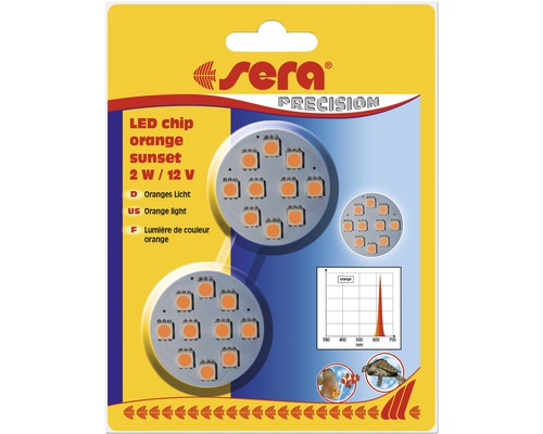 Éclairage d'aquarium sera LED chip orange sunset 2 pièces Sera LED Chip Orange Sunset, 2 watts, 12 volts