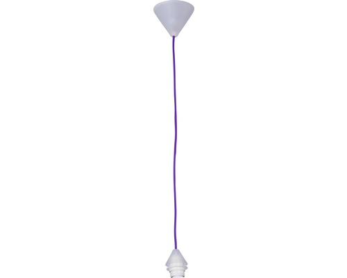 Suspension luminaire avec câble textile culot E27 violet LxØ 1120x100 mm max 60 Watt