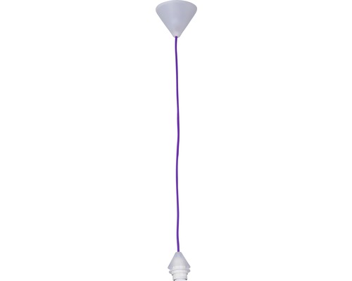 Suspension luminaire avec câble textile culot E27 violet LxØ 112x10 cm max 60 Watt Suspension avec câble