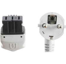 Weißer Stecker mit schwarzem Einsatz