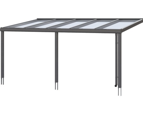 Toit de terrasse autoportant avec quatre poteaux et couverture de toit
