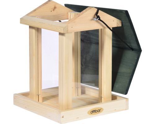 Mangeoire à oiseaux en bois avec toit