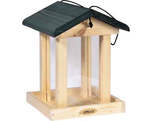 Mangeoire à oiseaux en bois avec toit