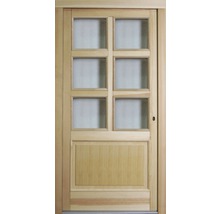 Porte coulissante en bois avec six panneaux de verre