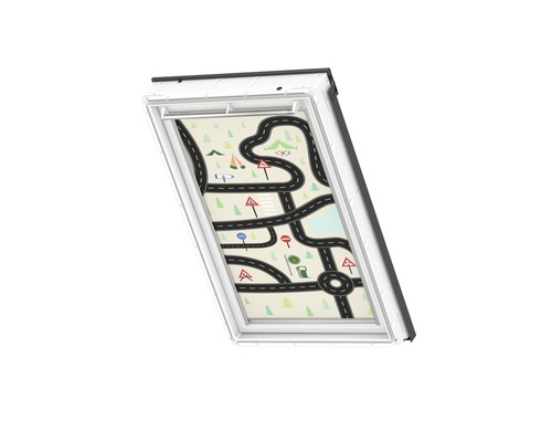 Store de fenêtre de toit avec motif de route