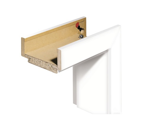 Cadre complet Pertura CPL Design blanc (semblable à RAL 9003) 198,5x73,5x20,0 cm tirant droit Cadre de porte en bois avec ferrures