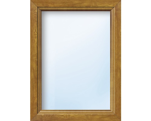 Élément fixe de fenêtre en plastique ARON Basic blanc/golden oak 450x500 mm (ne peut pas être ouvert)