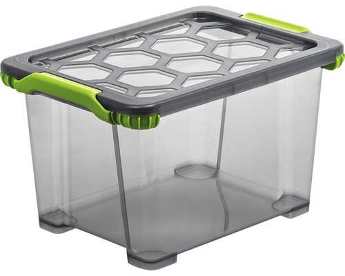 Boîte de rangement Evo Total Protection 15 l anthracite vert 39,3x28,3x23 cm Boîte de rangement en plastique avec couvercle