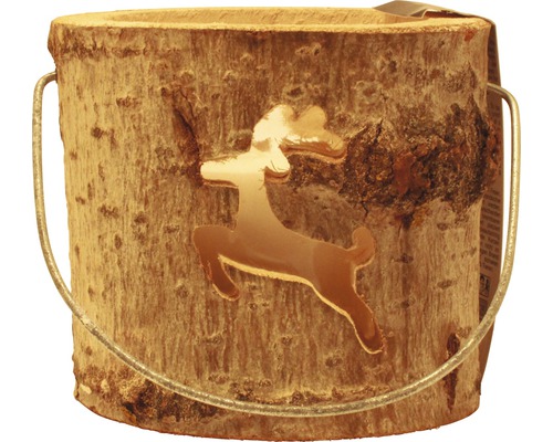 Lanterne en bois renne Ø 18 x H 15 cm marron Lanterne en bois renne Ø 18 x H 15 cm marron