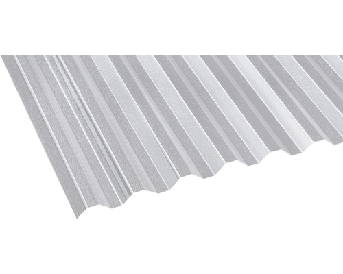 Plaque ondulée Gutta acrylique trapèze 76/18 frisée transparente résistante aux chocs 3500 x 1045 x 1,5 mm