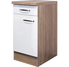 Meuble bas Flex Well avec tiroir et porte pivotante Flex Well lxpxh 40 x 60 x 86 cm blanc haute brillance structuré démonté tirant réversible (montage à gauche ou à droite)
