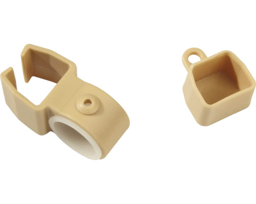 Kit de 2 supports pour rail de roulement en U beige comprenant capuchons d'extrémité