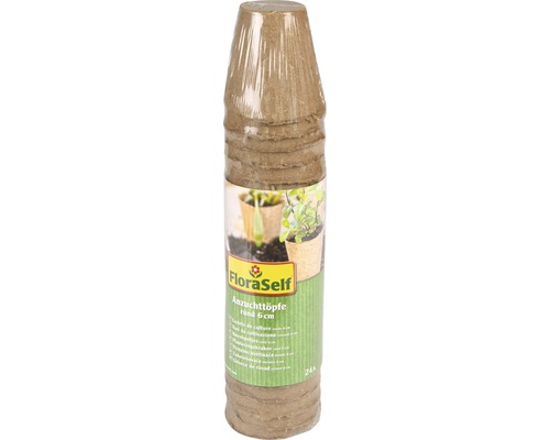FloraSelf Anzuchttöpfe, rund, sechs Zentimeter, verpackt FloraSelf Anzuchttöpfe, rund, sechs Zentimeter, verpackt