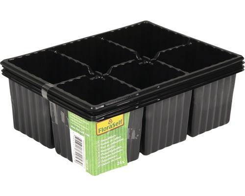 Godets de culture FloraSelf plastique 4 plaques de plantation x 6 options de plantation = 24 pots pour plantes 18x14x6 cm-0