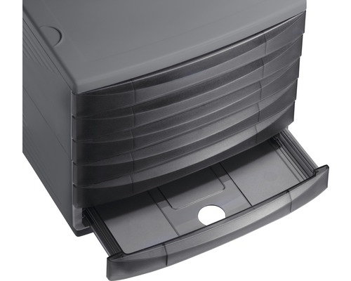 Grauer Rollcontainer mit Schubladen