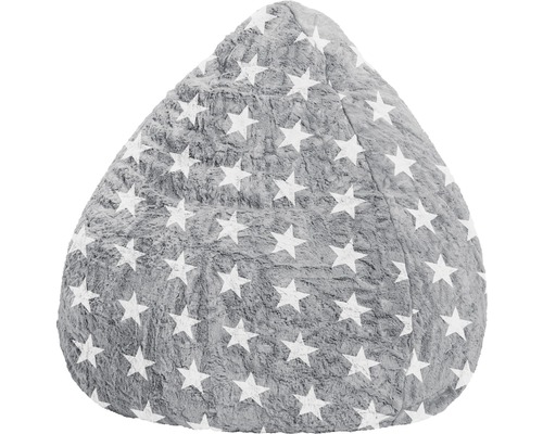 Pouf coussin Sitting Point Beanbag Fluffy Stars L env. 120 litres gris 70x90 cm Pouf gris à motif étoilé