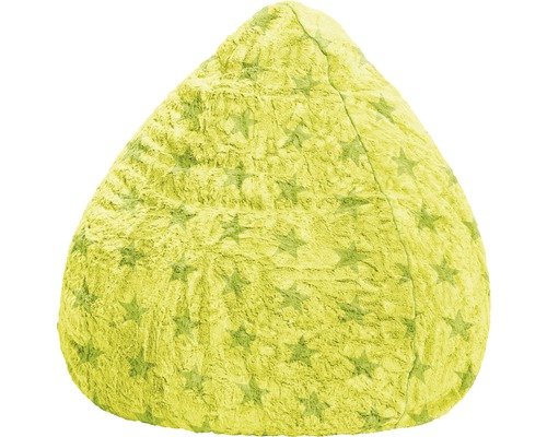 Pouf coussin Sitting Point Beanbag Fluffy Stars XL env. 220 litres vert 70x110 cm Pouf jaune avec motif d''étoiles