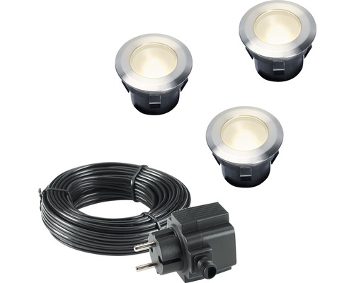 Ensemble de spots à encastrer LED 3x1 W acier inoxydable 4058603 70x42 mm