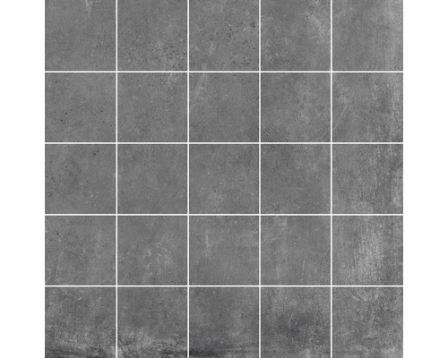 Mosaïque Gare du Nord Cortina graphite 30x30 cm Disposition de carreaux gris aspect béton