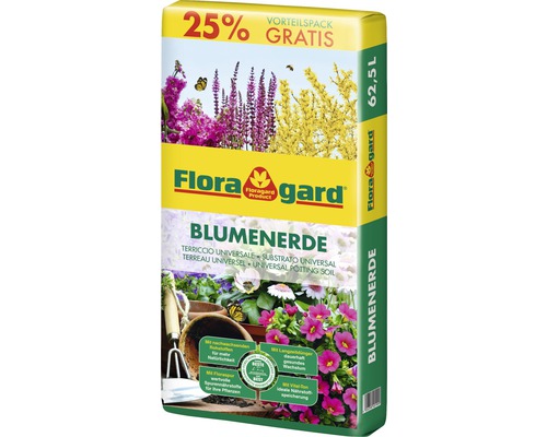 Terreau pour fleurs contenant une proportion réduite de tourbe Floragard 62,5 L