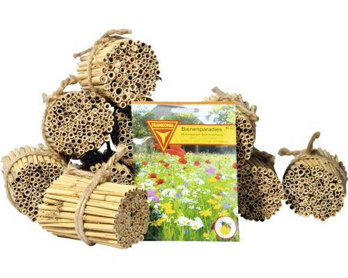 Insektenhotel mit Wildblumensamen für den Garten