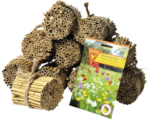 Insektenhotel aus Bambus mit Blumensamenmischung