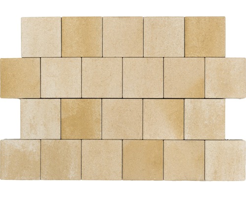 Pavé carré pavé Crescendo mélange Sahara-blanc avec micro chanfrein 20 x 20 x 8 cm