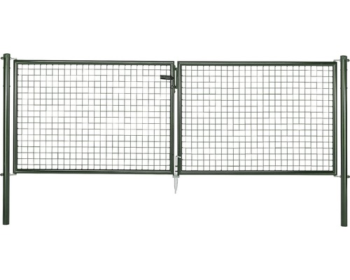 Porte en grillage ondulé ALBERTS 300 x 100 cm vert Clôture mobile avec portail