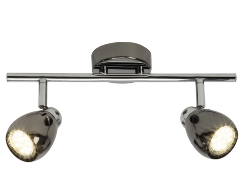 Spot de plafond à LED Milano chrome/noir avec 2 ampoules 2x250 lm 3 000 K blanc chaud l 330 mm