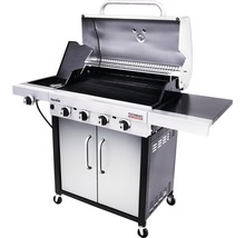 Barbecue à gaz Char-Broil avec quatre brûleurs, étagères et placard inférieur