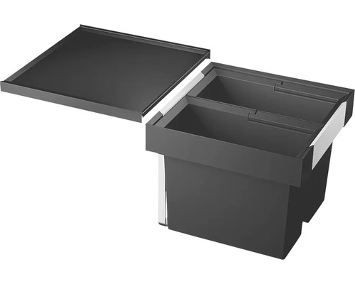 Système de tri des déchets avec deux bacs et couvercle