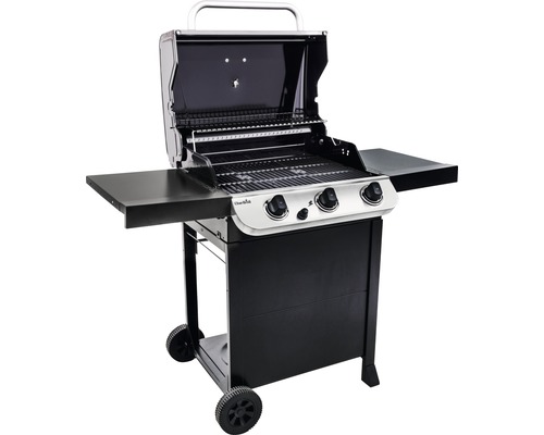 Gril à gaz avec trois brûleurs et surfaces de rangement