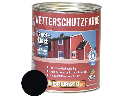 HORNBACH Holzfarbe Wetterschutzfarbe schwarz 750ml Dose Wetterschutzfarbe mit Farbbeispiel Schwarz