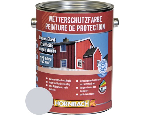 HORNBACH Holzfarbe Wetterschutzfarbe silbergrau 2,5L Dose Wetterschutzfarbe mit Hornbach Logo