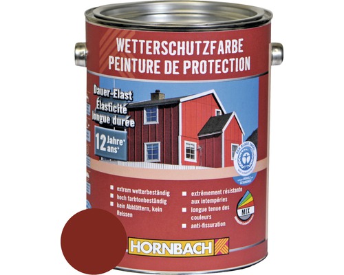 Peinture pour bois HORNBACH anti-intempéries rouge suède 2,5 l