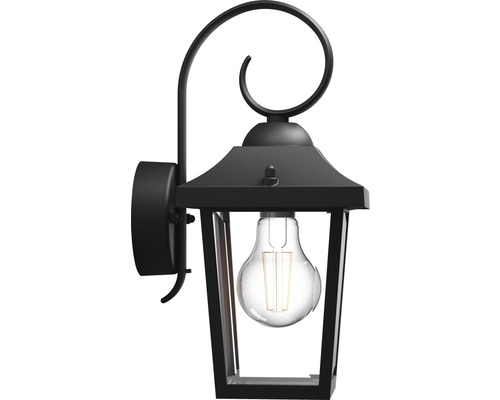 Applique murale noire style lanterne avec ampoule