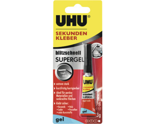 Uhu Super Gel Colle Seconde, paquet de 3 grammes