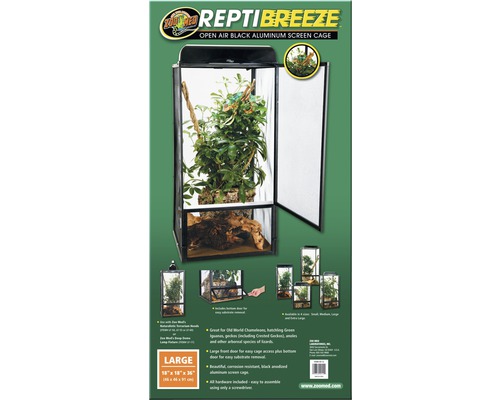 Terrarium Repti Breeze, 40 x 40 x 92 cm, Aluminium, ohne Beleuchtung Zoo Med Repti Breeze Terrarium mit offenem, schwarzem Aluminiumgitter