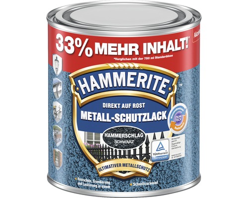 HAMMERITE Hammerschlaglack Effektlack Schwarz 1 l (33 % mehr Inhalt!)-0
