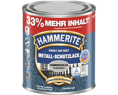 HAMMERITE Hammerschlaglack Effektlack Silbergrau 1 l (33 % mehr Inhalt!)