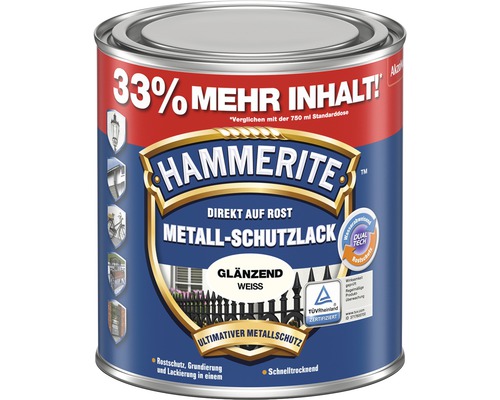 Laque de protection pour métal HAMMERITE brillant 1 l blanc