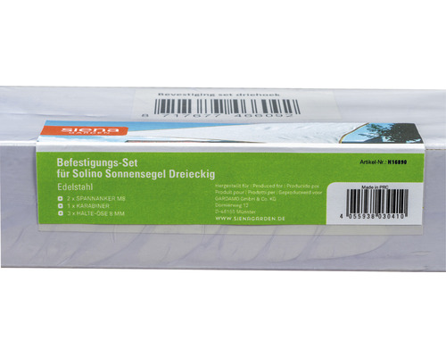 Kit de fixation pour voile d''ombrage triangulaire Solino en acier inoxydable