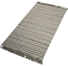 Teppich mit geometrischem Muster und Fransen