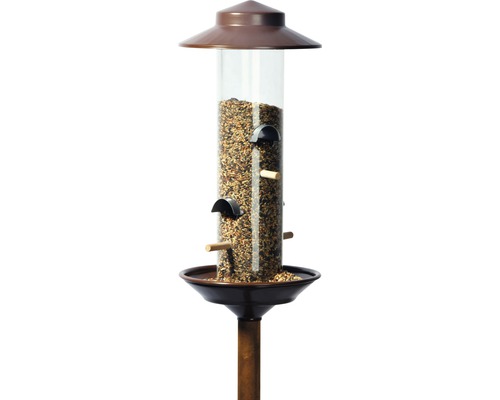 Mangeoire à oiseaux avec support et récipient à nourriture transparent