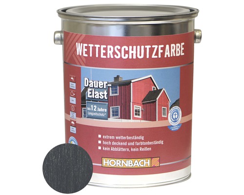 HORNBACH Holzfarbe Wetterschutzfarbe anthrazitgrau 5 L Wetterschutzfarbe im Metalleimer mit Hornbach Logo