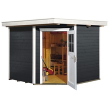 Blockbohlen-Eckhaus weka 229 mit Fußboden 270 x 270 cm anthrazit