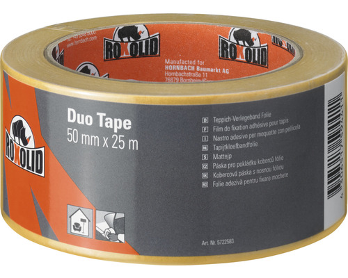 Duo Tape ROXOLID ruban adhésif double face Ruban adhésif pour moquette marron 50 mm x 25 m